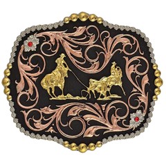 Montana Silversmiths Tri-Color Team Ropers Traditional Attitude Buckle