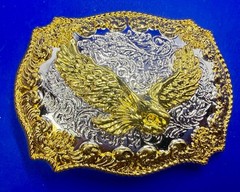 Western American Pride USA Bald Eagle Majestic Flying Two Tone Belt Buckle