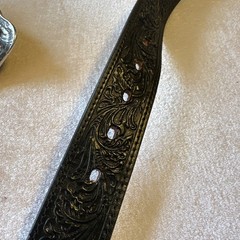 Crumrine Western LONGHORN bull Skull Belt Buckle And Leather Belt Size 44