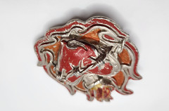 HEAVY METAL MFG Belt Buckle Flaming Heart Barb Wire Made in USA HOT MESS See Pic