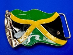 Jamaican Flag Jamaican Pride Silver Green Yellow & Black Patriotic Belt Buckle