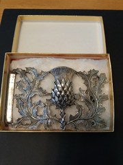 Kilt Thistle Belt Buckle, Silver, 2.5&Prime; × 5&Prime;
