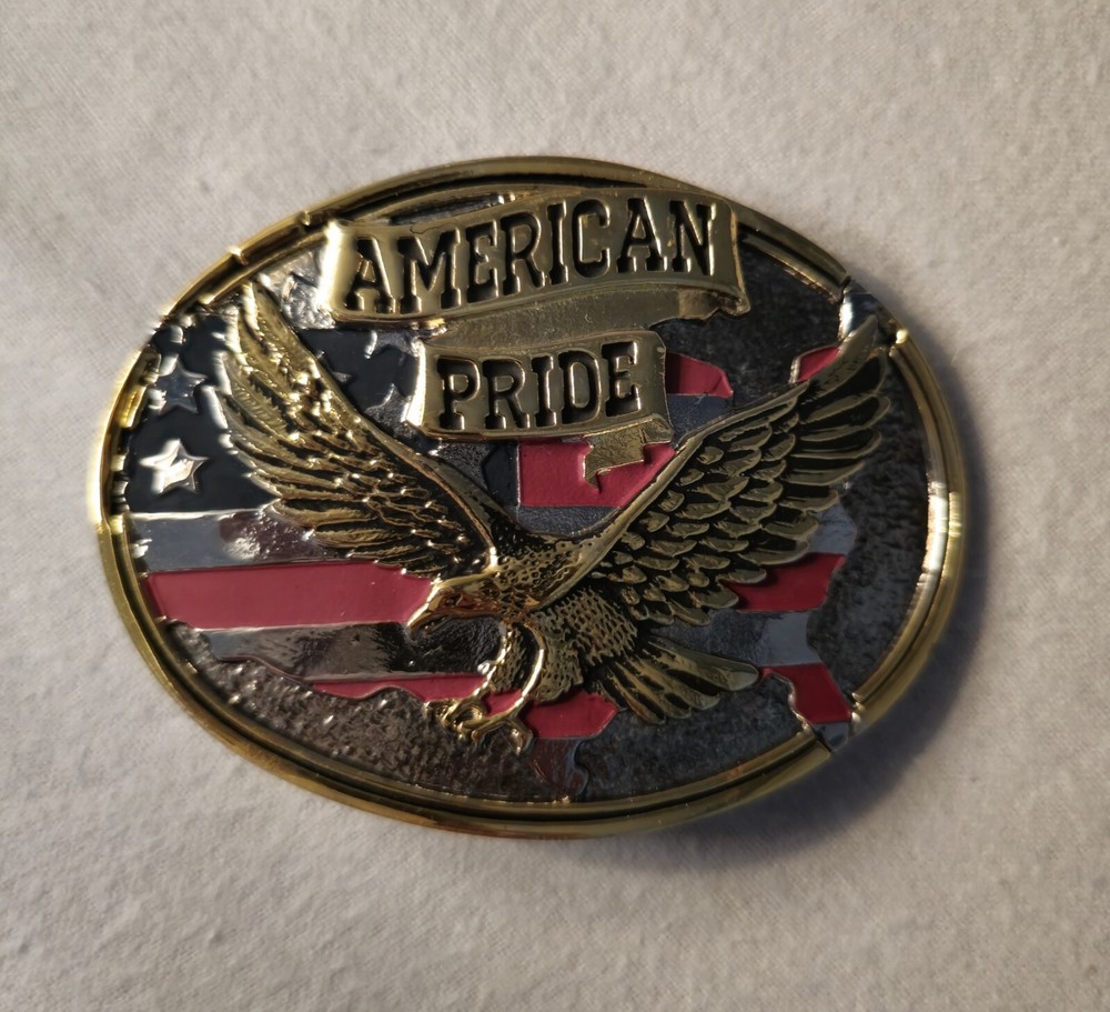 New! American Pride Belt Buckle Soaring Eagle The United State USA Flag Attitude