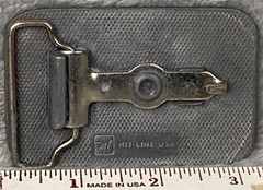 Vintage Hit Line USA MA Silver Tone Belt Buckle 3-1/2” x 2”