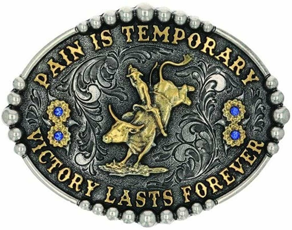 Montana Silversmiths Pain is Temporary Bull Riding Attitude Buckle