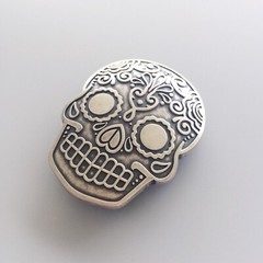 Vintage Silver Plated Tattoo Emo Skull Belt Buckle Gurtelschnalle