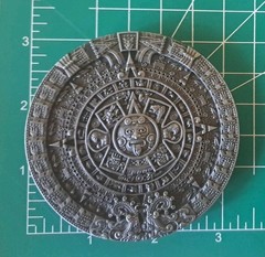 Silver Pewter Aztec Mayan Mexican Calendar Round Belt Buckle 3&Prime; x 3&Prime;