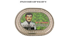 Jesus Malverde Belt Buckle Silver Metal New Men Women Marijuana Leaf Western