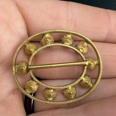 Vintage Paste Stone Buckle Rhinestone Gold Tone
