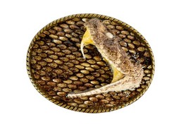 Real Rattlesnake Belt Buckle:1 Head in Oval (598-BB115)