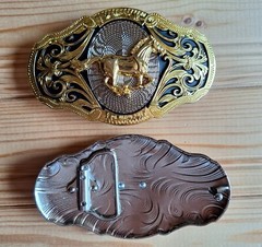 BIG Horse western country gold & silver & black belt buckle (choice designs)