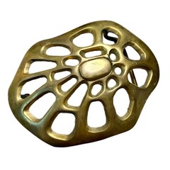 LUX Vintage 1960s Abstract Belt Buckle Solid Brass, 4”