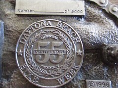 Motorcycle Daytona Bike Week Belt Buckle Tree 1996 Pewter Girl on Tank 55 YEARS