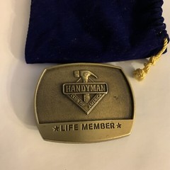 1996 Brass Belt Buckle Handyman Club of America Life Member Vintage