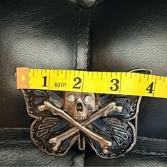 Gothic Skull Butterfly Belt Buckle Rhinestone Eyes Dark Grunge 3.5&Prime;x2.5&Prime; Punk
