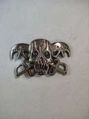 Skull And Swords Silver Colored Belt Buckle