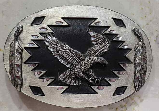ARROYO GRANDE 1993 AG87 Raised Eagle Pewter Diamond Cut Belt Buckle