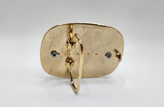 VINTAGE BELT BUCKLE – GEMSTONE NEEDED FOR CENTER Black and Goldtone Buckle
