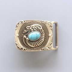 Western Dragon Solid Brass Rectangle Belt Buckle