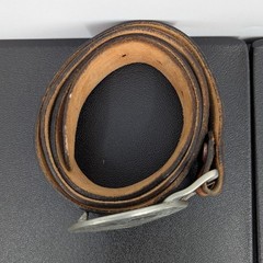Vintage Lions International Pewter Buckle Tooled Leather Belt Size 36