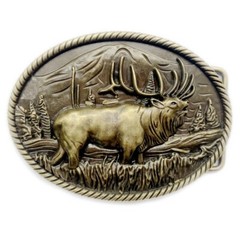 Moose Elk Deer Belt Buckle Western Cowboy Native American Motorcyclist (YDR-1-G)
