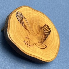 Eagle Landing Belt Buckle Wood Burning Design Patriotic American READ