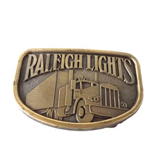 Vintage Raleigh Lights Cigarettes Pewter Belt Buckle Trucker 1980s Tobacco
