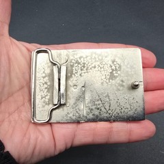 Vintage Mexico Silver Tone Turquoise Inlay Flying Eagle Rectangle Belt Buckle