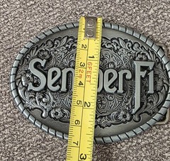 Marine Corps USMC Semper Fi Silver Western Military Belt Buckle Oval Metal Men