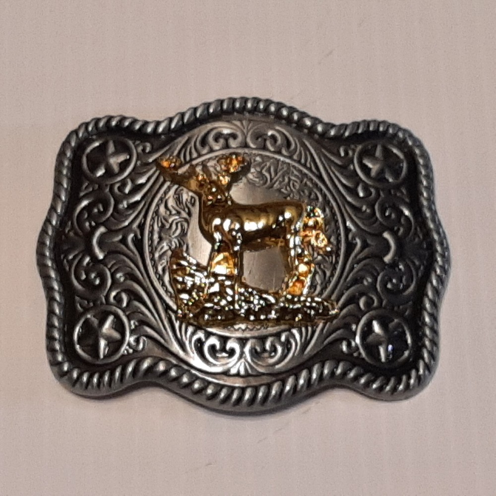 WESTERN DEER HUNTING Metal Belt Buckle