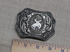 vintage 1970s belt buckle RODEO metal pewter WESTERN horse bronco COWBOY