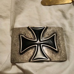 Iron Cross Belt Buckle Silver Black