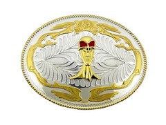 Skull Belt Buckles Gold Silver Metal Western Cowboy Cowgirl Rodeo Style Skeleton