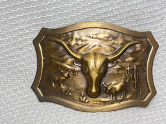 Vtg Outdoorsman Hunter Animal Themed Belt Buckle Lot Of 3 Deer Steer & Horse