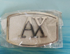 New Men&rsquo;s White Gold Tone AX Logo Belt Buckle Measurements 3.5&Prime; X 2.5&Prime;