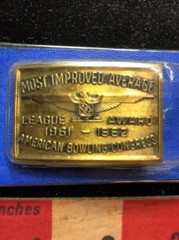 VTG BOWLING BELT BUCKLE 1961-1962 In Package ABC BOWLING MOST IMPROVED AVERAGE