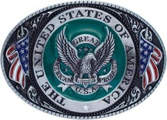 Belt Buckles-Western Cowboy Belt Buckle American Flag and Eagle Belt Buckle