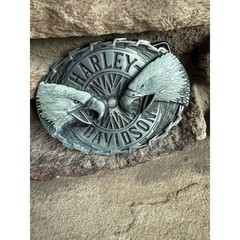 Vintage Harley Davidson Belt Buckle Raintree Dual Eagle HD Biker USA Made Pewter