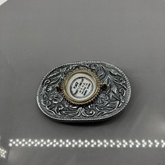 Vintage Western Cowboy Buckle Oval Silver Tone Floral Engraved Fits 1.5 in Belt