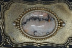 Western Belt Buckle Brass Handmade Mexican Crazy Lace Agate