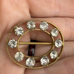 Vintage Paste Stone Buckle Rhinestone Gold Tone