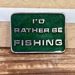 &lsquo;I&rsquo;d Rather Be Fishing&rsquo; Green Enamel Belt Buckle Heavy Duty for 2&Prime; Belts