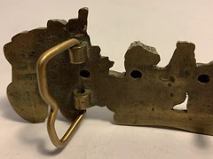 Vintage Belt Buckle, Western Themed, Wagon & Horses 1979 Baron, Heavy Brass.