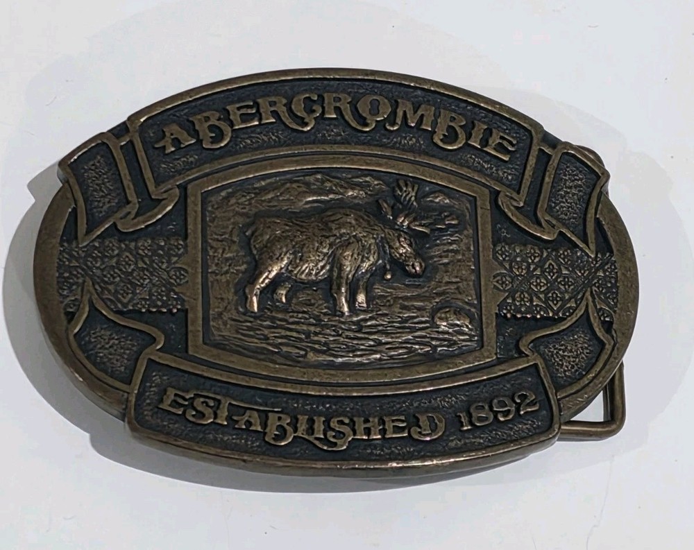 Brass Abercrombie & Fitch Moose Theodore Roosevelt Washington DC Belt Buckle