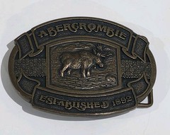Brass Abercrombie & Fitch Moose Theodore Roosevelt Washington DC Belt Buckle