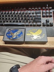 2010 NRA Golden Eagles Belt Buckle – Blue Inlay New in Original Box