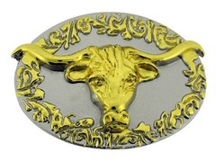 Bull Longhorn Buffalo Ox Antiqued Men Women Skull Belt Buckle Rodeo Metal Heavy.