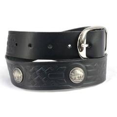 Milwaukee Leather 7123 Men&rsquo;s 44 MAG Black Leather Belt w/ Interchangeable Buckle