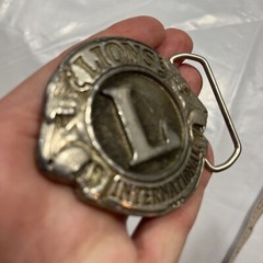 LIONS CLUB INTERNATIONAL BELT BUCKLE 1015 Heavy Metal 3”Buckle Lion Face Vintage