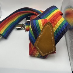 Vintage Jural Rainbow Suspenders S-10 Japan 70s 80s Pride Retro Workwear Tan